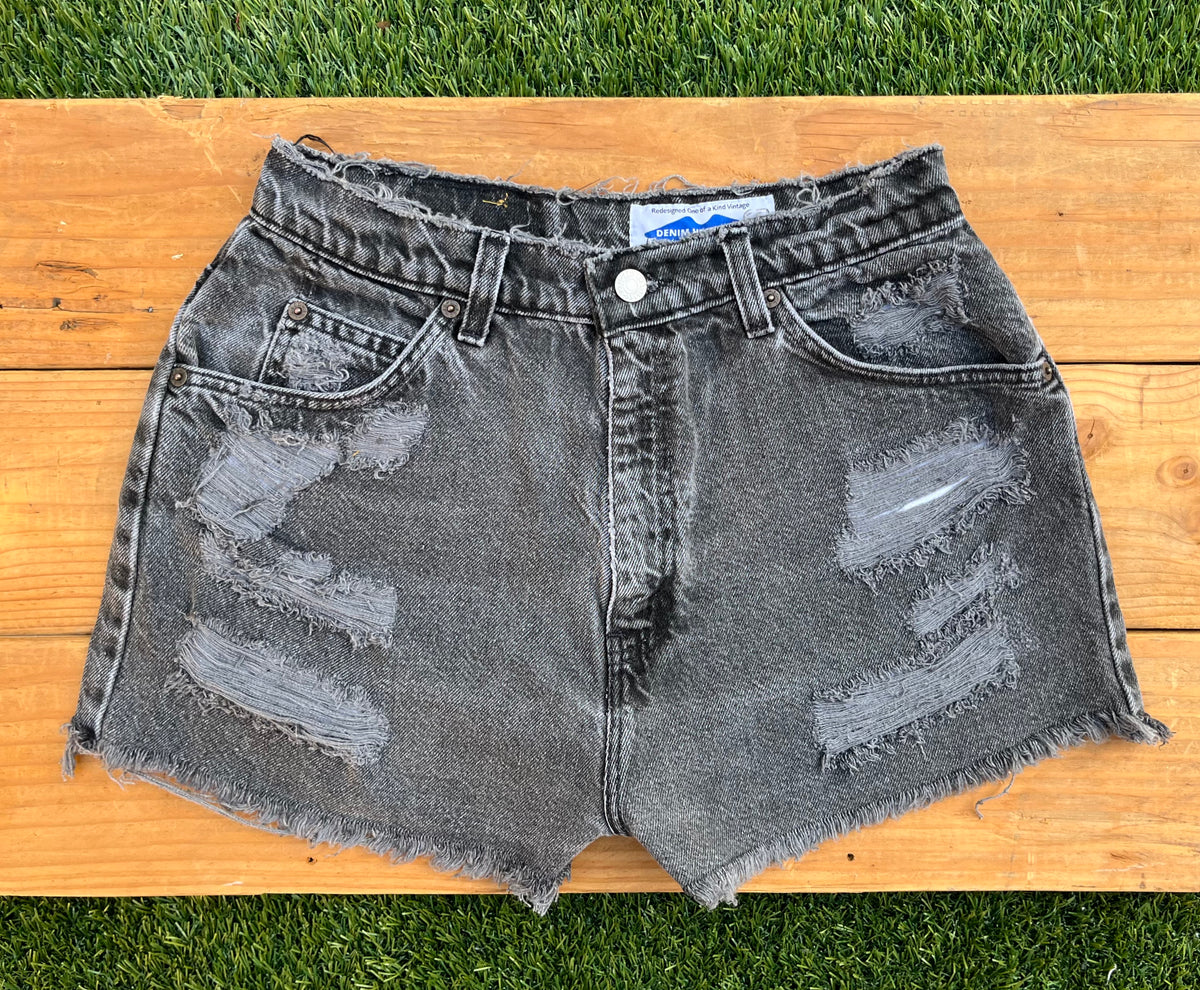 Vintage black denim shorts hot sale