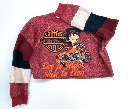 Harley Davidson x Betty Boop cropped sweater